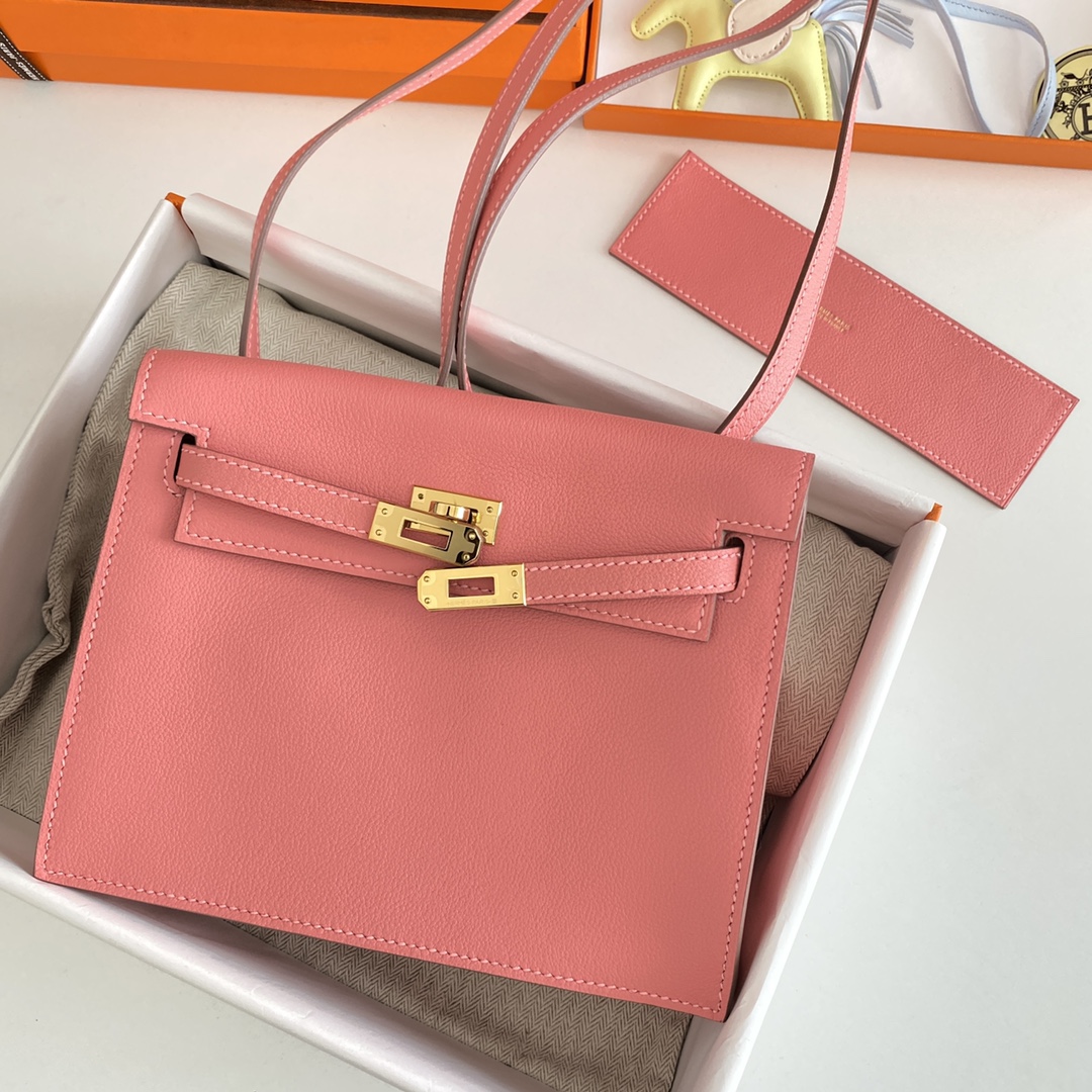 Hermes Kelly Danse Evercolor Bag In Rose Pink Color